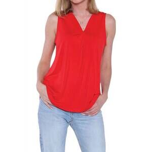 NEW PAPA FASHIONS sleeveless v-neck loose fit top in red